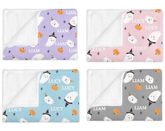 Gespenst Kürbis Sterne Halloween Namen Decke, individuelle Name Decke, Halloween personalisierte Geschenk, süße Halloween Geschenk Baby Kinder Decke Junge Mädchen