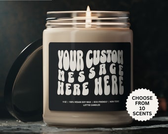 Custom Candle, Soy Wax Personalized Custom Candle, Custom Retro Wavy Text Candle, Personalized Candle Gift for Friend, Realtor Coworker Gift