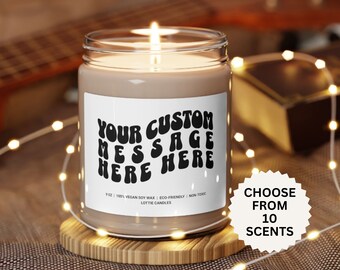 Custom Blank Soy Candle, Personalized Wax Candle, Custom Retro Wavy Text Candle, Personalized Candle Gift for Friend, Realtor Coworker Gift