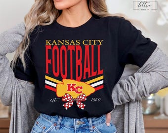 Vintage Kansas City Football T-Shirt, Gift for KC Football Fan, Football Sweatshirt for Men Women, Gift for Mom, Red Kingdom Gift Starred KC