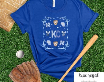 Kansas City Baseball T-shirt, Kansas City baseball Coquette shirt, Kansas City Shirt, Royal Blue White Baseball Tee, KC Baseball T-shirt