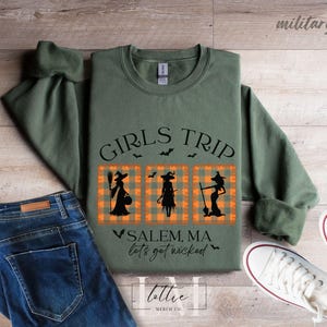 Girls Halloween Sweatshirt, Girls Trip Salem Sweater, Vintage Halloween Shirt Retro, Halloween Witch Shirt, Salem Massachusetts, Trend Witch