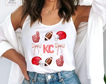 Kansas City Football Women's Tank, Kansas City Football Tank Top, KC Football T-shirt, Footbal shirt, Kansas City Football Gift, Gift Women
