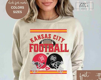 Vintage Kansas City Football Sweatshirt, Classic Style Kansas City Football Sweater, Kansas City Football Crewneck, Kansas City Gift for Her