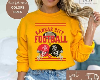 Vintage Kansas City Football Sweatshirt, Classic Style Kansas City Football Sweater, Kansas City Football Crewneck, Kansas City Gift for Her