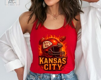 Kansas City Football Women's Tank, Kansas City Football Tank Top, KC Football T-shirt, Footbal shirt, Kansas City Football Gift, Gift Women