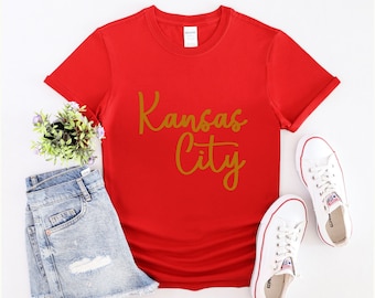 KC T-shirt, Kansas City Kingdom, Kansas City Football T-shirt, Red Gold Kingdom Shirt, Vintage Kansas City, KC Football Shirt, KC Baseball