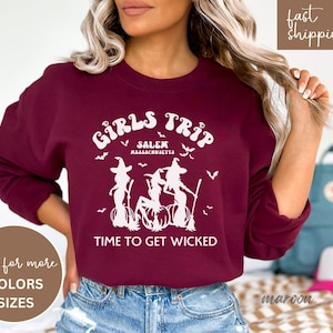 Halloween Sweatshirt, Girls Trip Salem Sweater, Vintage Halloween Shirt Retro, Halloween Witch Shirt, Salem Massachusetts, Salem Witches