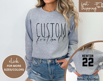 Custom Football Tshirt Hoodie Sweatshirt, Football Spirit Wear, Mom Hoodie, Football Cheer Mom, Football Dad Hoodie, Custom Team Colors No