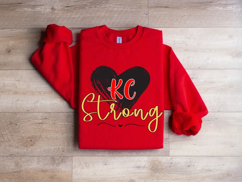 KC Strong T-shirt, Kingdom Strong, Kansas City Football Tshirt Sweatshirt, Red Gold Kingdom Shirt, Vintage Kansas City, KC Football Shirt image 1