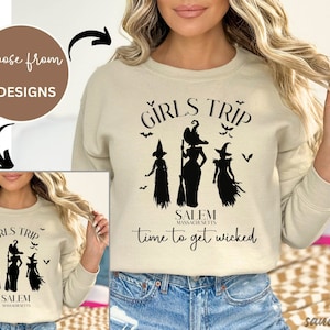 Halloween Sweatshirt, Girls Trip Salem Sweater, Vintage Halloween Shirt Retro, Halloween Witch Shirt, Salem Massachusetts, Salem Witches