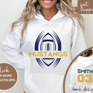 Custom Football Tshirt Hoodie Sweatshirt, Football Spirit Wear, Mom Hoodie, Football Cheer Mom, Football Dad Hoodie, Custom Team Colors No
