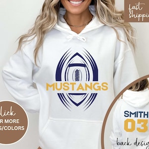 Custom Football Tshirt Hoodie Sweatshirt, Football Spirit Wear, Mom Hoodie, Football Cheer Mom, Football Dad Hoodie, Custom Team Colors No image 1