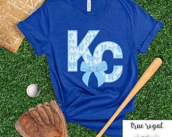 Kansas City Baseball T-shirt, Kansas City baseball Coquette shirt, Kansas City Shirt, Royal Blue White Baseball Tee, KC Baseball T-shirt