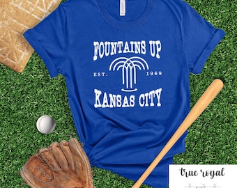 Kansas City Baseball T-shirt, Kansas City baseball Fountains Up shirt, Kansas City Shirt, Royal Blue White Baseball Tee, KC Baseball T-shirt
