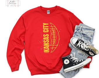 Kansas City Football Sweatshirt, Kansas City Red Kingdom, Gift for Mom, Sunday Funday Sports Sweatshirt, trendy KC Game Day Crewneck Shirt