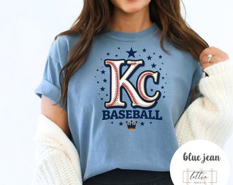 Kansas City Baseball T-shirt, Kansas City baseball Comfort Colors Tee, Kansas City Shirt, Royal Blue White Baseball Tee, KC Baseball T-shirt