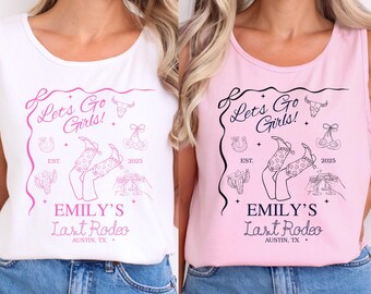 Personalized bachelorette Tank Top, Bachelorette Shirt, Last Rodeo Bach Shirts, Western Bach shirts, Nashville Austin Texas Bachelorette Tee
