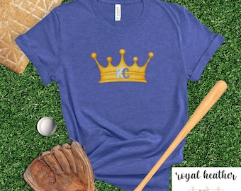 Kansas City Baseball T-shirt, Kansas City baseball Crown shirt, Kansas City Shirt, Royal Blue White Baseball Tee, KC Baseball T-shirt