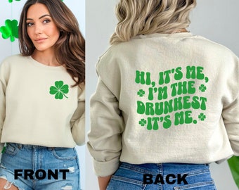 St Patricks Day Crewneck for Parade or Beer Lover, Drinking Shamrock Shirt, Four Leaf Clover Top, Social Club Crewneck, Lucky Irish Tshirt