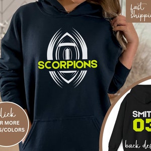 Custom Football Tshirt Hoodie Sweatshirt, Football Spirit Wear, Mom Hoodie, Football Cheer Mom, Football Dad Hoodie, Custom Team Colors No image 2