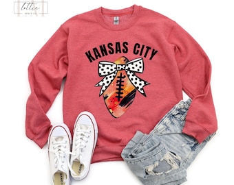 KC Game Day Crewneck, Retro Style Kansas City Football Sweatshirt, Kansas City Red Kingdom, Gift for Mom, Sunday Funday Sports Sweatshirt