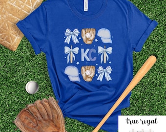 Kansas City Baseball T-shirt, Kansas City baseball Coquette shirt, Kansas City Shirt, Royal Blue White Baseball Tee, KC Baseball T-shirt