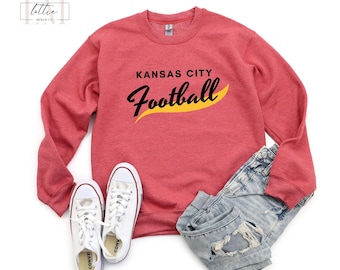KC Game Day Crewneck, Retro Style Kansas City Football Sweatshirt, Kansas City Red Kingdom, Kansas City Fan Gifts, Vintage KC gift game day
