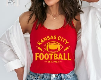 Kansas City Football Women's Tank, Kansas City Football Tank Top, KC Football T-shirt, Footbal shirt, Kansas City Football Gift, Gift Women