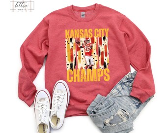 Retro Style Kansas City Football Sweatshirt, Kansas City Red Kingdom, Gift for Mom, Sunday Funday Sports Sweatshirt, KC Game Day Crewneck