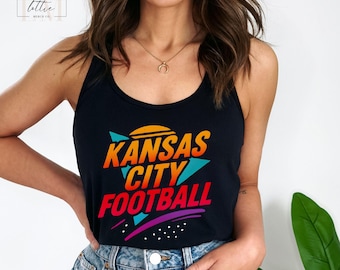 Kansas City Football Women's Tank, Kansas City Football Tank Top, KC Football T-shirt, Footbal shirt, Kansas City Football Gift, Gift Women
