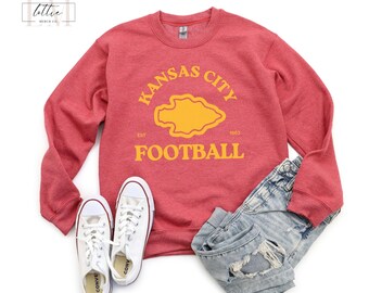 Vintage Kansas City Football Sweatshirt, Kansas Sweatshirt Gift for Mom, Sunday Funday, Sports Sweatshirt, KC Crewneck Sweatshirt, Game Day