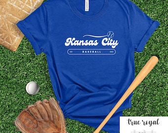 Kansas City Baseball T-shirt, Kansas City baseball Coquette shirt, Kansas City Shirt, Royal Blue White Baseball Tee, KC Baseball T-shirt