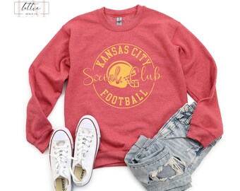 Kansas City Football Sweatshirt, Social Club Kansas Sweatshirt Gift for Mom, Sunday Funday Sports Sweatshirt, KC Game Dy Crewneck Sweatshirt