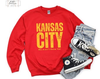 Retro Style Kansas City Football Sweatshirt, Believe Kansas City Red Kingdom, KS Fan Gifts, Vintage KC gift game day, KC Game Day Crewneck