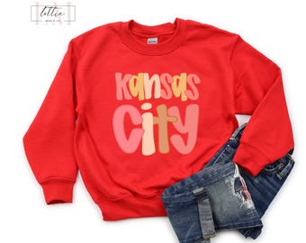 Youth Kansas City Sweatshirt, Kansas City Sweatshirt for Girls, Kansas City Football Shirt, Kids Kansas City Shirt, Kansas City Kids T-Shirt