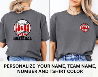 Custom Baseball Shirt, Baseball Mom With Kids Name & Number Shirt, Baseball Mama Shirt, Baseball Season Shirt, Sports Mom Tee, Jersey Number