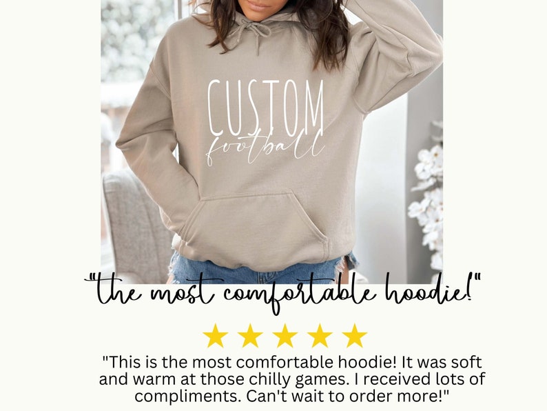 Custom Football Tshirt Hoodie Sweatshirt, Football Spirit Wear, Mom Hoodie, Football Cheer Mom, Football Dad Hoodie, Custom Team Colors No image 9