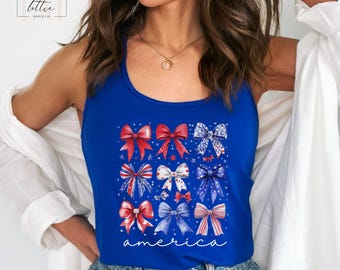 4th of July Shirt Women, Freedom shirt, USA Shirt, America T-shirt, American Flag Tank Top, Coquette America Shirt, Independence Day Tank