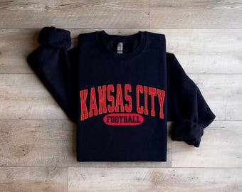 Kansas City Football T-shirt Hoodie Sweatshirt, Vintage Style Kansas City Football Crewneck, Football Sweatshirt, Kansas City Fan Gifts