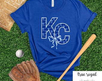 Kansas City Baseball T-shirt, Kansas City baseball Coquette shirt, Kansas City Shirt, Royal Blue White Baseball Tee, KC Baseball T-shirt