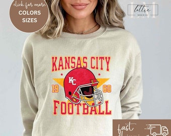 Vintage Style Kansas City Football T-shirt Sweatshirt for Men Women, Red Gold Kingdom Shirt, Vintage Kansas City, Sunday Football Super Bowl