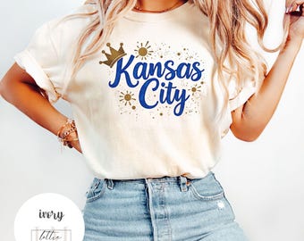 Comfort Colors Kansas City Baseball T-shirt, Kansas City baseball shirt, Kansas City Shirt, Crown Town Blue Baseball Tee, KC Baseball Shirt