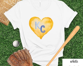 Kansas City Baseball T-shirt, Kansas City baseball Heart shirt, Kansas City Shirt, Blue Baseball Tee, KC Baseball Gift, Kansas City Fan Gift