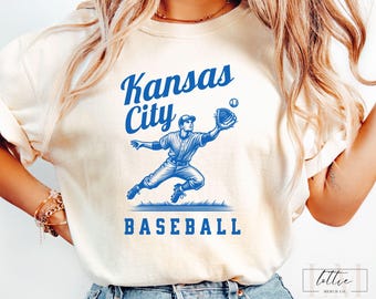 Kansas City Baseball T-shirt, Kansas City baseball Social Club shirt, Kansas City Shirt, Royal Blue White Baseball Tee, KC Baseball T-shirt