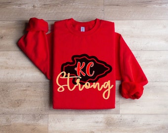 KC Strong T-shirt, Kingdom Strong, Kansas City Football Tshirt Sweatshirt, Red Gold Kingdom Shirt, Vintage Kansas City, KC Football Shirt