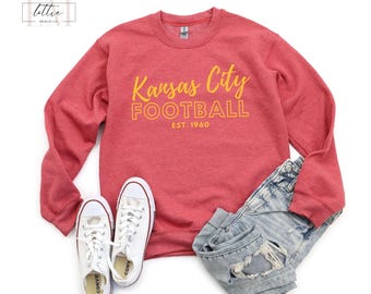 Retro Style Kansas City Football Sweatshirt, Kansas City Red Kingdom, Gift for Mom, Sunday Funday Sports Sweatshirt, KC Game Day Crewneck