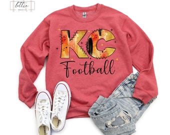 Retro Style Kansas City Football Sweatshirt, Kansas City Red Kingdom, Gift for Mom, Sunday Funday Sports Sweatshirt, KC Game Day Crewneck