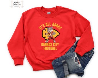 Youth Kansas City Sweatshirt, Kansas City Sweatshirt for Girls, Kansas City Football Shirt, Kids Kansas City Shirt, Kansas City Mascot Shirt