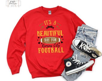 KC Game Day Crewneck, Retro Style Kansas City Football Sweatshirt, Kansas City Red Kingdom, Gift for Mom, Sunday Funday Sports Sweatshirt
